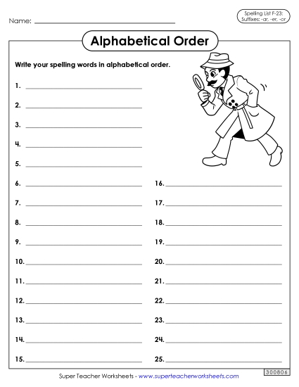 Alphabetical Order - Alphabetical Order: Whole List (F-23) 