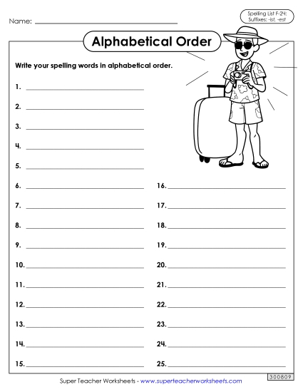 Alphabetical Order - Alphabetical Order: Whole List (F-24) 