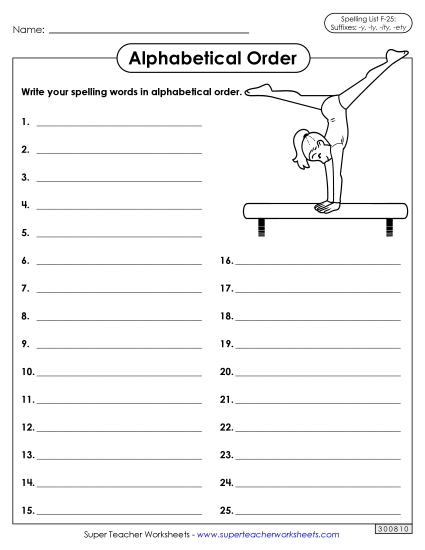 Alphabetical Order - Alphabetical Order: Whole List (F-25) 