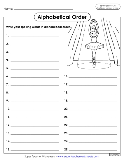 Alphabetical Order - Alphabetical Order: Whole List (F-26)