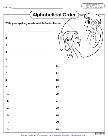 Alphabetical Order - Alphabetical Order: Whole List (F-27) 