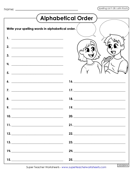 Alphabetical Order - Alphabetical Order: Whole List (F-28)