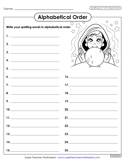 Alphabetical Order - Alphabetical Order: Whole List (F-29)