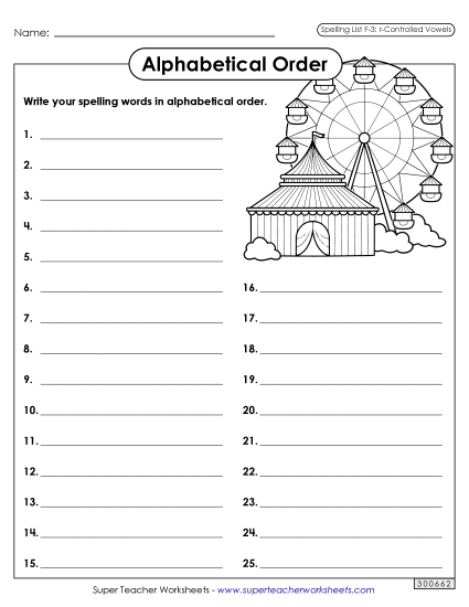 Alphabetical Order - Alphabetical Order: Whole List (F-3) 