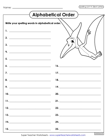 Alphabetical Order - Alphabetical Order: Whole List (F-4)