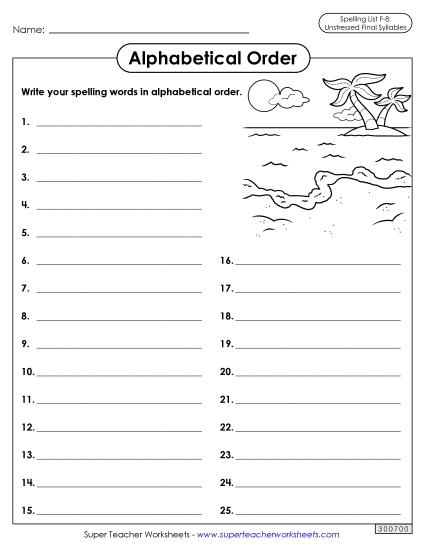 Alphabetical Order - Alphabetical Order: Whole List (F-8) Alphabetical Order - Alphabetical Order: Whole List (F-8)