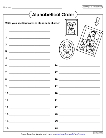 Alphabetical Order - Alphabetical Order: Whole List (F-9) Alphabetical Order - Alphabetical Order: Whole List (F-9)