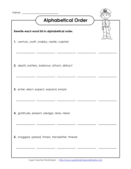 Alphabetical Order - Alphabetical Order Worksheet (E-1) Alphabetical Order - Alphabetical Order Worksheet (E-1)