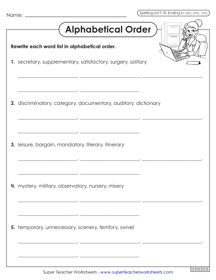 Alphabetical Order - Alphabetical Order Worksheet (F-10)