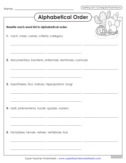 Alphabetical Order - Alphabetical Order Worksheet (F-12) Alphabetical Order - Alphabetical Order Worksheet (F-12)