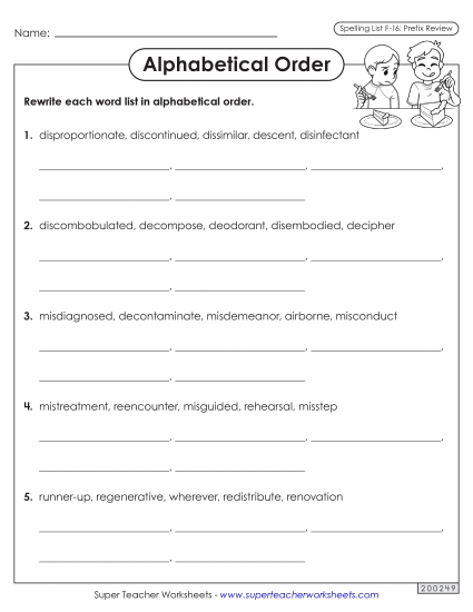 Alphabetical Order - Alphabetical Order Worksheet (F-16) Alphabetical Order - Alphabetical Order Worksheet (F-16)
