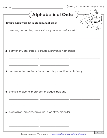 Alphabetical Order - Alphabetical Order Worksheet (F-17)