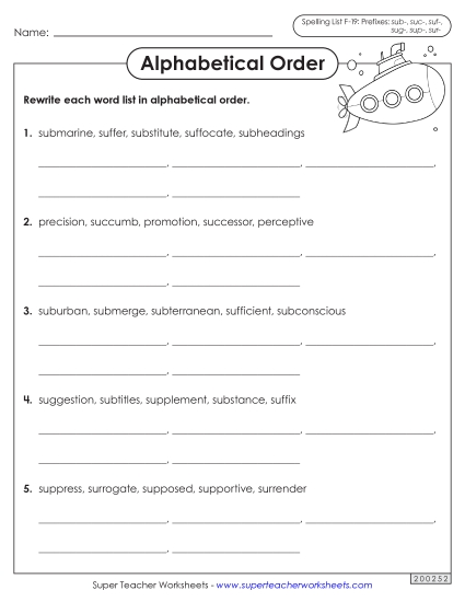 Alphabetical Order - Alphabetical Order Worksheet (F-19) Alphabetical Order - Alphabetical Order Worksheet (F-19)