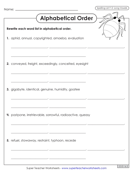 Alphabetical Order - Alphabetical Order Worksheet (F-2) 