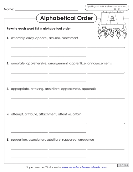 Alphabetical Order - Alphabetical Order Worksheet (F-21) Alphabetical Order - Alphabetical Order Worksheet (F-21)
