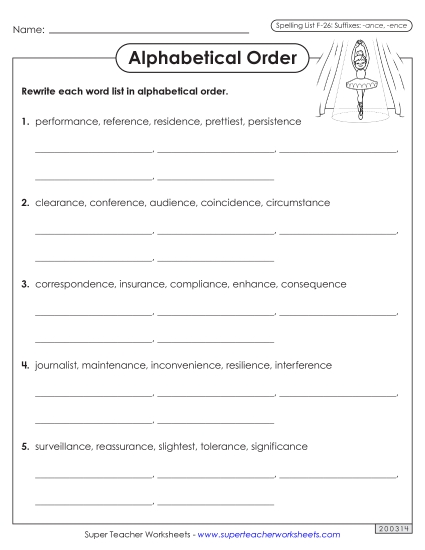 Alphabetical Order - Alphabetical Order Worksheet (F-26) Alphabetical Order - Alphabetical Order Worksheet (F-26)