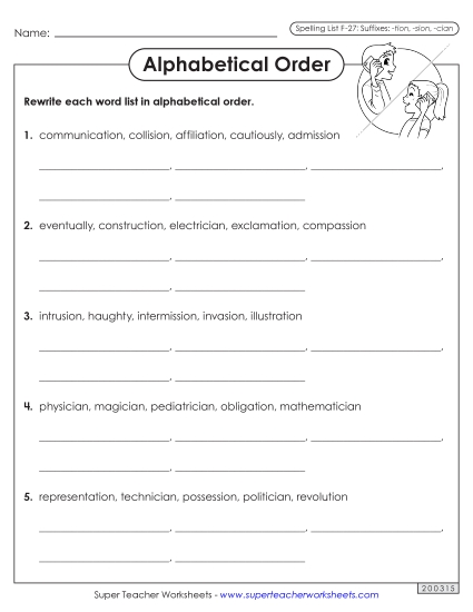 Alphabetical Order - Alphabetical Order Worksheet (F-27) Alphabetical Order - Alphabetical Order Worksheet (F-27)