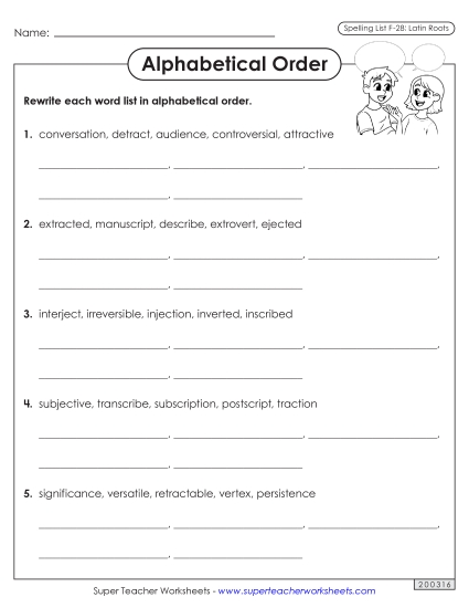 Alphabetical Order - Alphabetical Order Worksheet (F-28) Alphabetical Order - Alphabetical Order Worksheet (F-28)