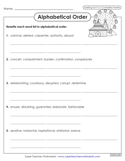 Alphabetical Order - Alphabetical Order Worksheet (F-3) Alphabetical Order - Alphabetical Order Worksheet (F-3)
