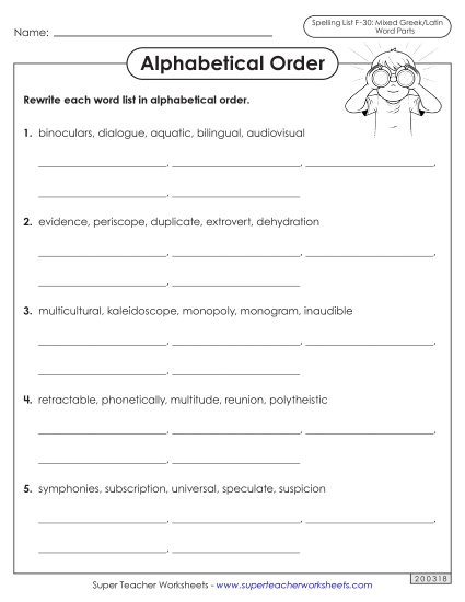 Alphabetical Order - Alphabetical Order Worksheet (F-30) Alphabetical Order - Alphabetical Order Worksheet (F-30)
