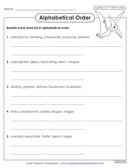 Alphabetical Order - Alphabetical Order Worksheet (F-4) Alphabetical Order - Alphabetical Order Worksheet (F-4)