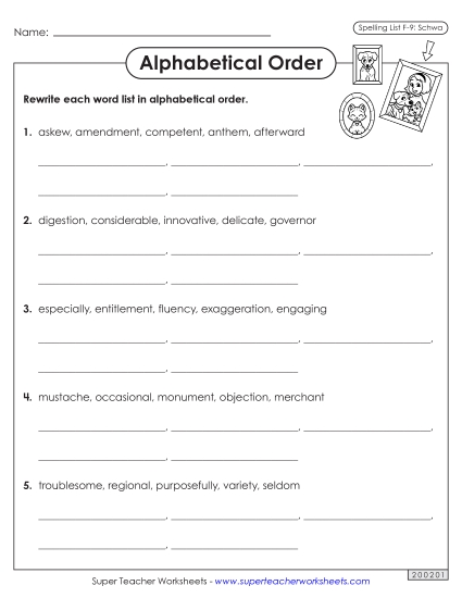 Alphabetical Order - Alphabetical Order Worksheet (F-9) Alphabetical Order - Alphabetical Order Worksheet (F-9)