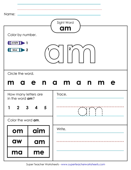 Individual Sight Words - Am (Sight Word)