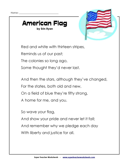 Holiday Poems - American Flag (Memorial Day)