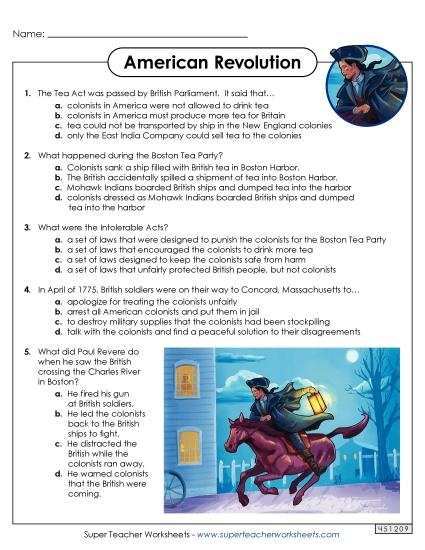 Worksheets and Activities - American Revolution Questions Worksheets and Activities - American Revolution Questions