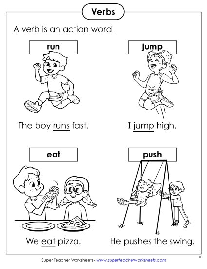 Basic Action Verbs - Anchor Chart: Basic Verbs