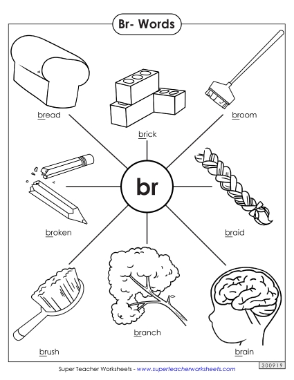 Worksheets - Anchor Chart (Br- Words)