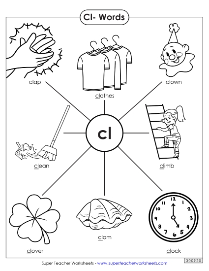 Worksheets - Anchor Chart (Cl- Words) Worksheets - Anchor Chart (Cl- Words)