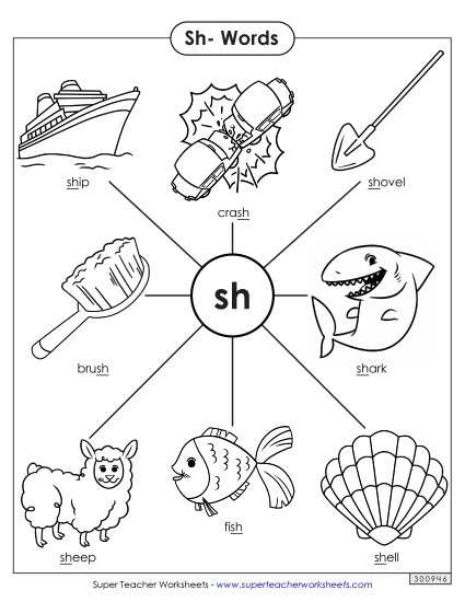 Worksheets - Anchor Chart (Sh- Words)