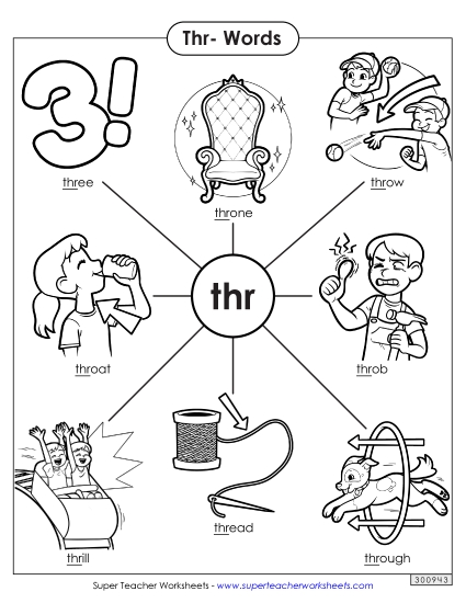Worksheets - Anchor Chart (Thr- Words)
