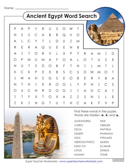 Puzzles - Ancient Egypt Word Search