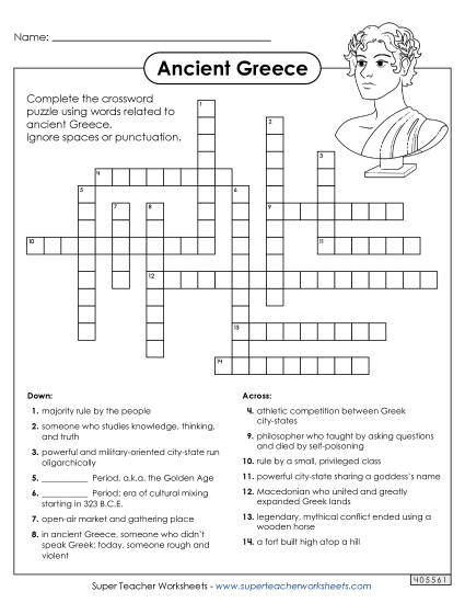 Worksheets - Ancient Greece Crossword