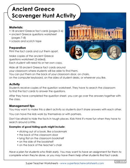 Classroom Activities - Ancient Greece Scavenger Hunt