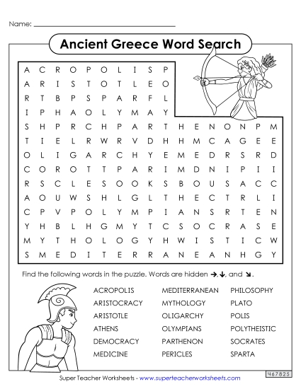 Worksheets - Ancient Greece Word Search