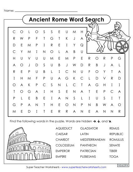 Worksheets - Ancient Rome Word Search