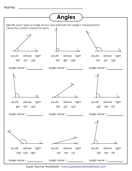 Angle Types: Acute, Obtuse, Right - Angle Estimates Angle Types: Acute, Obtuse, Right - Angle Estimates