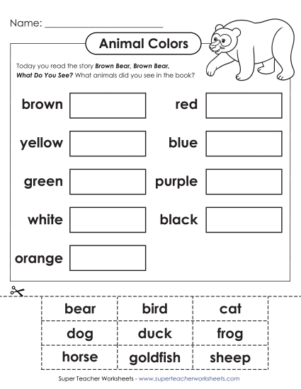 Cut-and-Glue Activities - Animal & Color Match