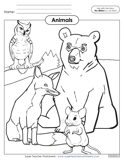 Coloring Pages - Animals from <i>The Mitten</i> Coloring Page Coloring Pages - Animals from <i>The Mitten</i> Coloring Page