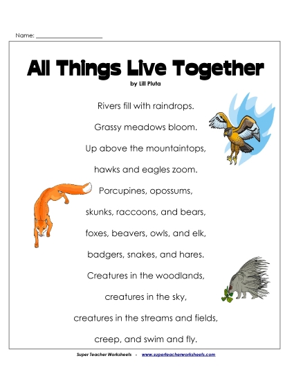 Poems - Animals Living Together (Poem) Poems - Animals Living Together (Poem)