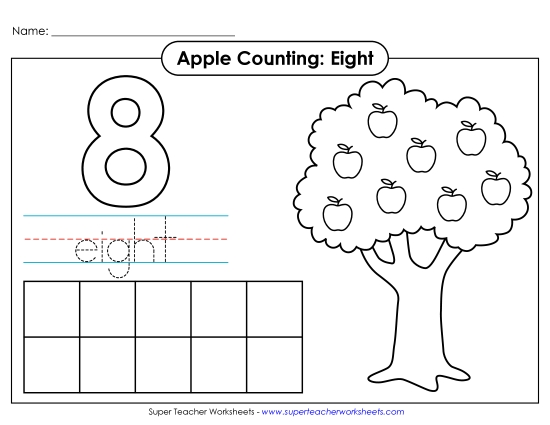 Number Eight - Apple Counting Mat: Eight