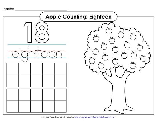Number Eighteen - Apple Counting Mat: Eighteen Number Eighteen - Apple Counting Mat: Eighteen