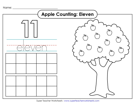 Number Eleven - Apple Counting Mat: Eleven