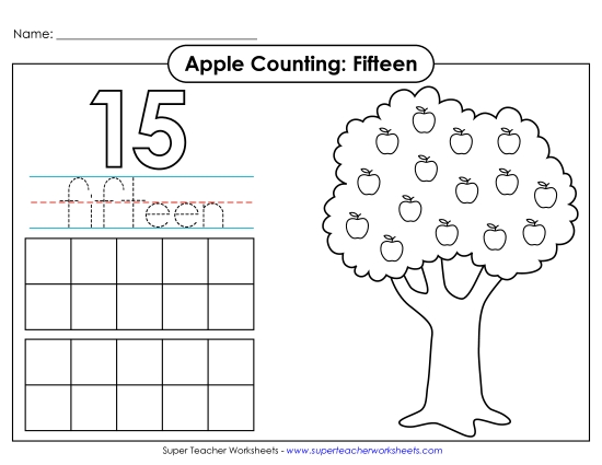 Number Fifteen - Apple Counting Mat: Fifteen