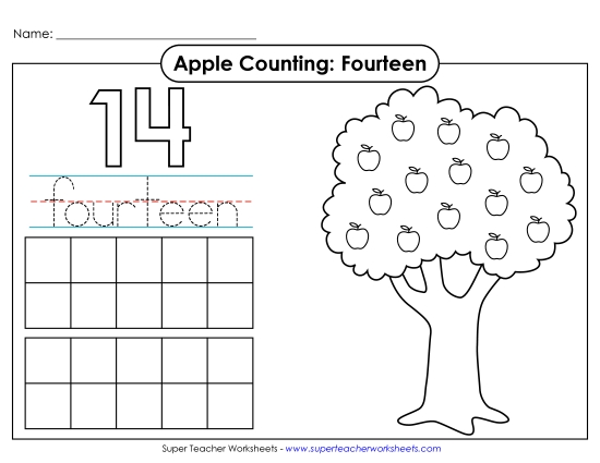 Number Fourteen - Apple Counting Mat: Fourteen
