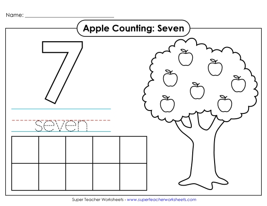 Number Seven - Apple Counting Mat: Seven