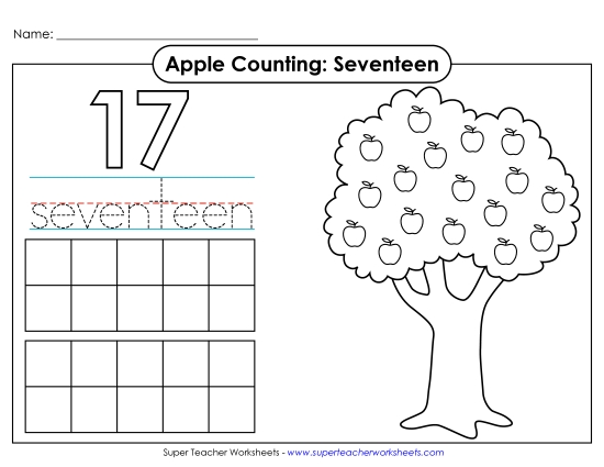 Number Seventeen - Apple Counting Mat: Seventeen Number Seventeen - Apple Counting Mat: Seventeen